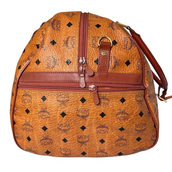 Authentic MCM Visetos brown 2Way Boston Duffel Tavel bag Made In Germany 22” BIG - Picture 3 of 16